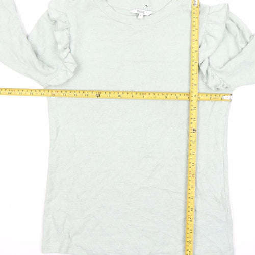 Next Women’s Green Cotton Ruffle Pullover Jumper Size 8