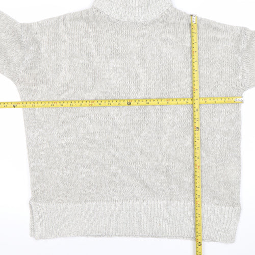 New Look Womens Grey Roll Neck Knit Jumper Size M Long Sleeve