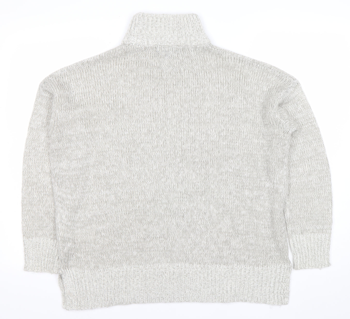 New Look Womens Grey Roll Neck Knit Jumper Size M Long Sleeve