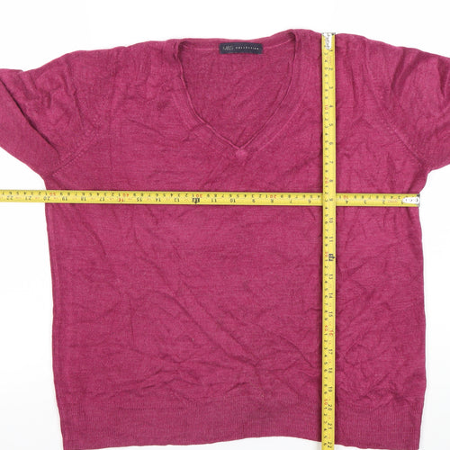 Marks and Spencer Women's Purple V-Neck Wool Blend Jumper Size 14