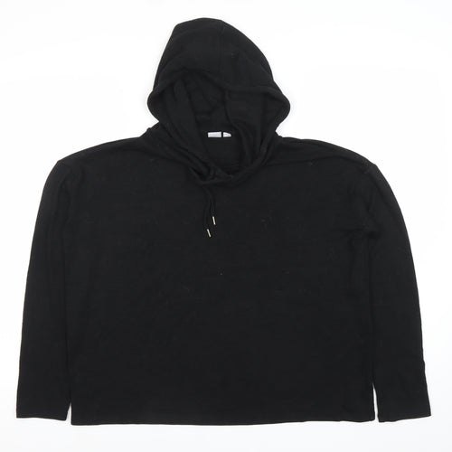 Women's Black Pullover Hoodie Small Cotton Blend Long Sleeve