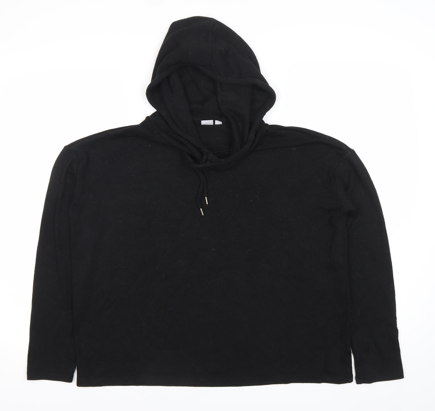 Women's Black Pullover Hoodie Small Cotton Blend Long Sleeve