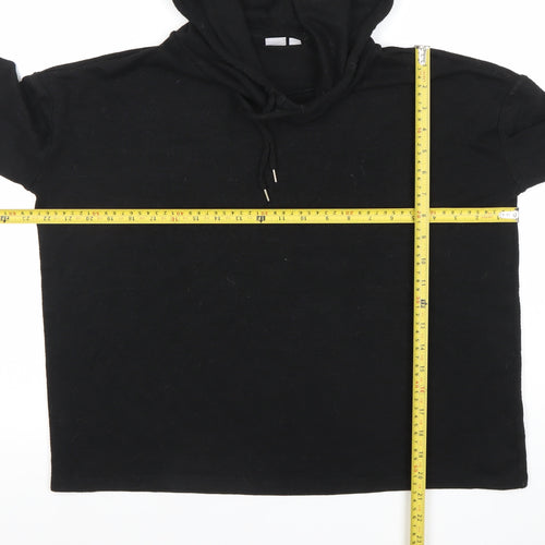 Women's Black Pullover Hoodie Small Cotton Blend Long Sleeve