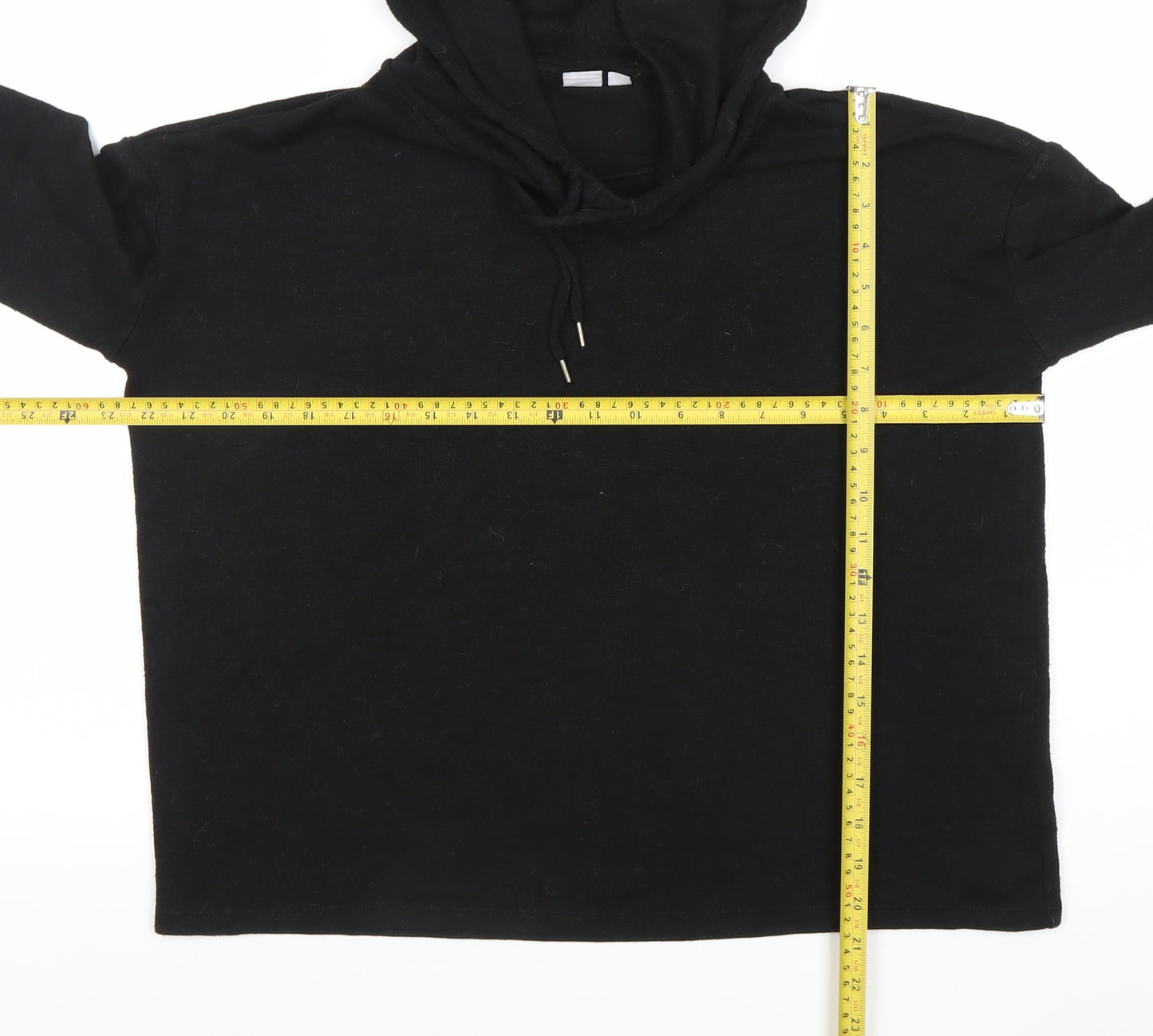 Women's Black Pullover Hoodie Small Cotton Blend Long Sleeve