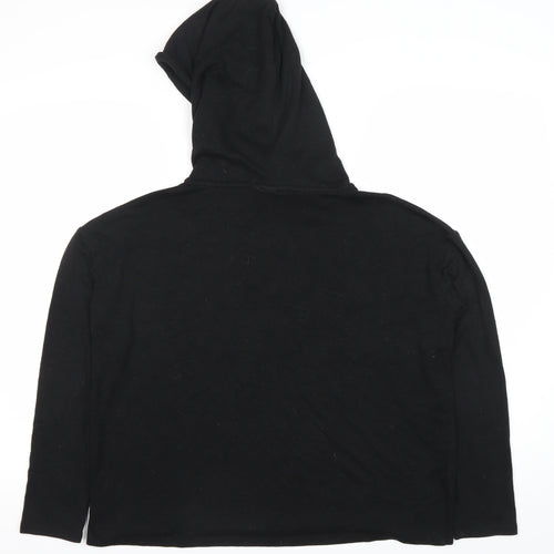 Women's Black Pullover Hoodie Small Cotton Blend Long Sleeve