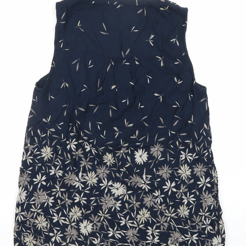 Maine New England Women’s Blue Floral Sleeveless Tunic Blouse Size 12