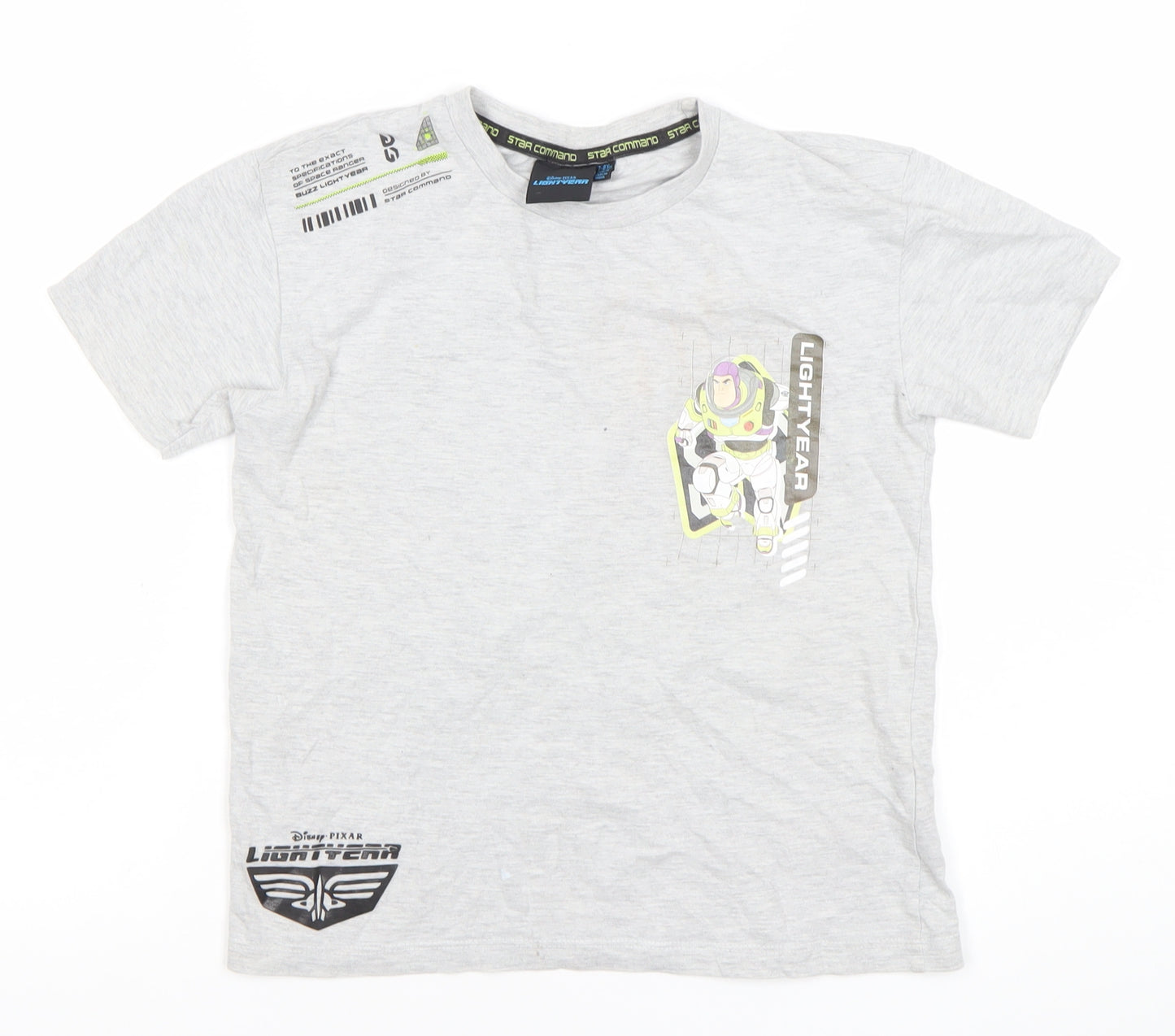 Disney Pixar Boys Grey Buzz Lightyear Graphic T-Shirt 7-8 Years