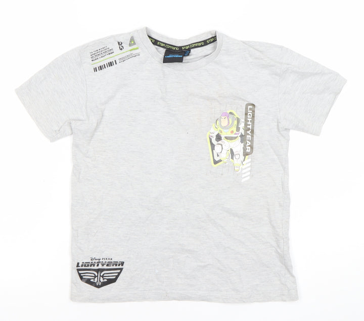 Disney Pixar Boys Grey Buzz Lightyear Graphic T-Shirt 7-8 Years