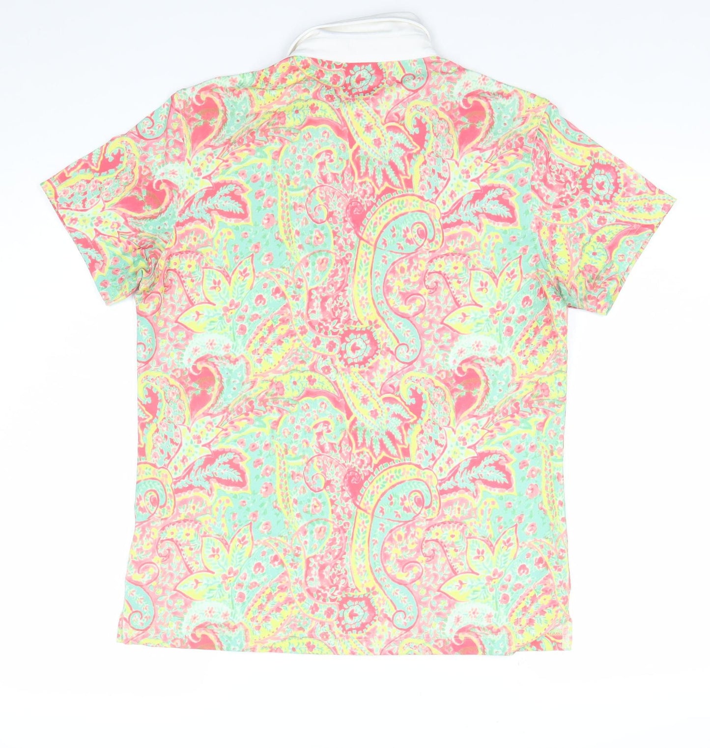 Daily Women Multicoloured Paisley Polo Shirt Size L Short Sleeve