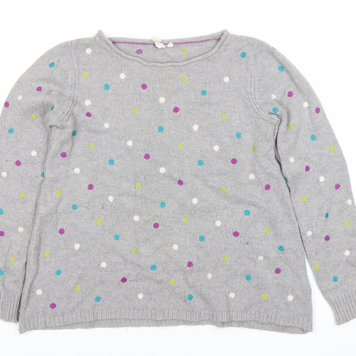 White Stuff Womens Grey Polka Dot Jumper Size 12 Crew Neck Knit