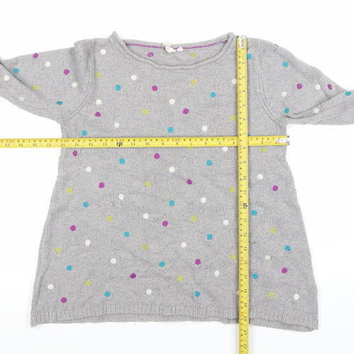 White Stuff Womens Grey Polka Dot Jumper Size 12 Crew Neck Knit