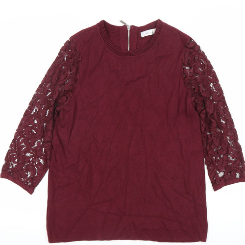 Marks and Spencer Women Red Lace Sleeve Blouse UK 12
