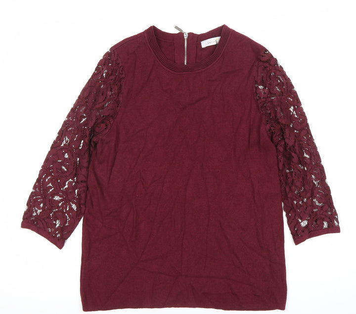 Marks and Spencer Women Red Lace Sleeve Blouse UK 12