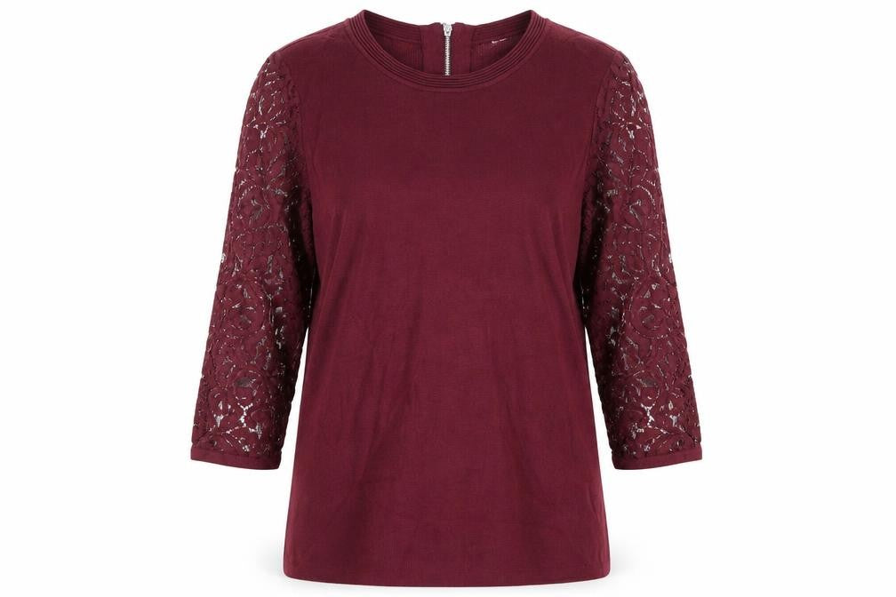 Marks and Spencer Women Red Lace Sleeve Blouse UK 12