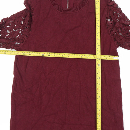 Marks and Spencer Women Red Lace Sleeve Blouse UK 12