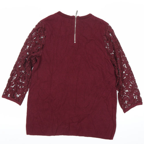 Marks and Spencer Women Red Lace Sleeve Blouse UK 12