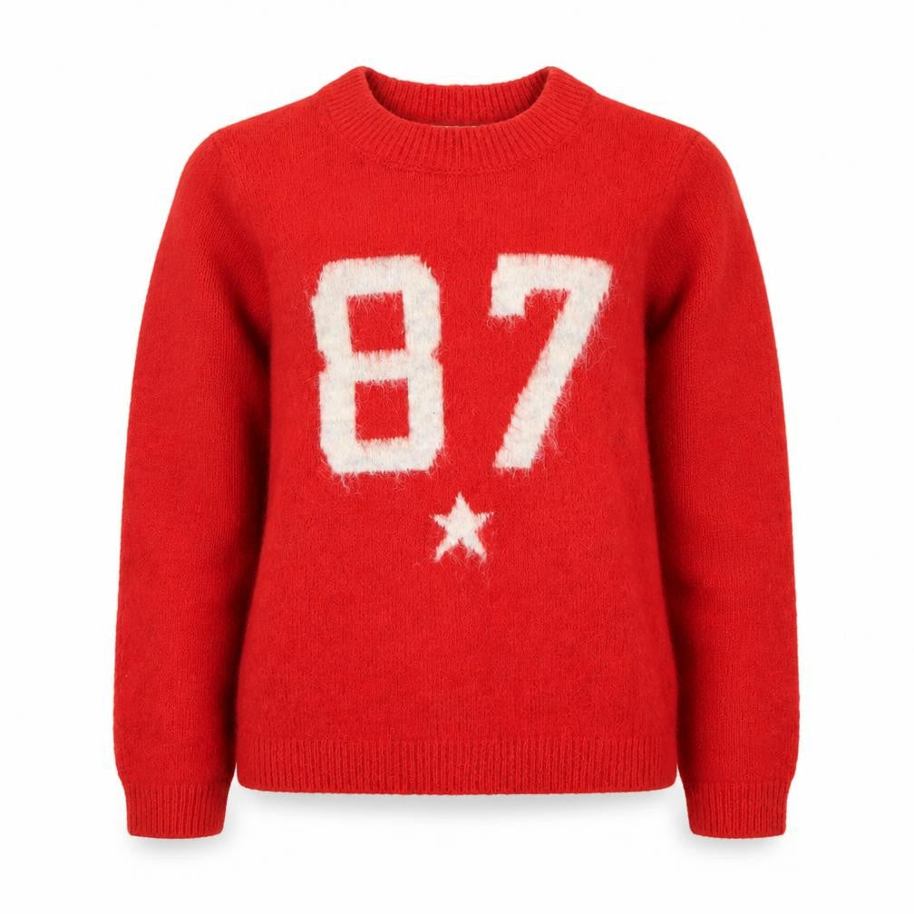 Front view of Primark women’s red jumper s crew neck long sleeve sports 87
