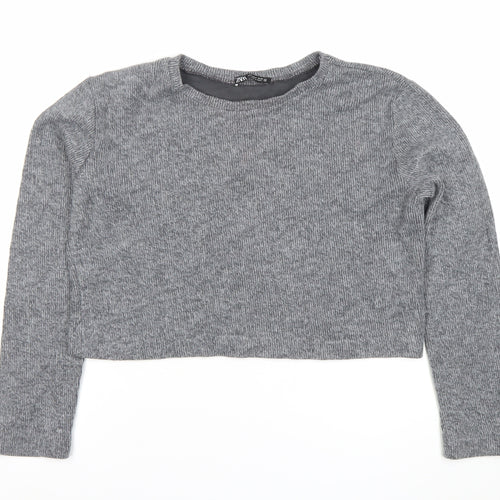 Zara Women’s Grey Knit Crew Neck Pullover Jumper Size 8