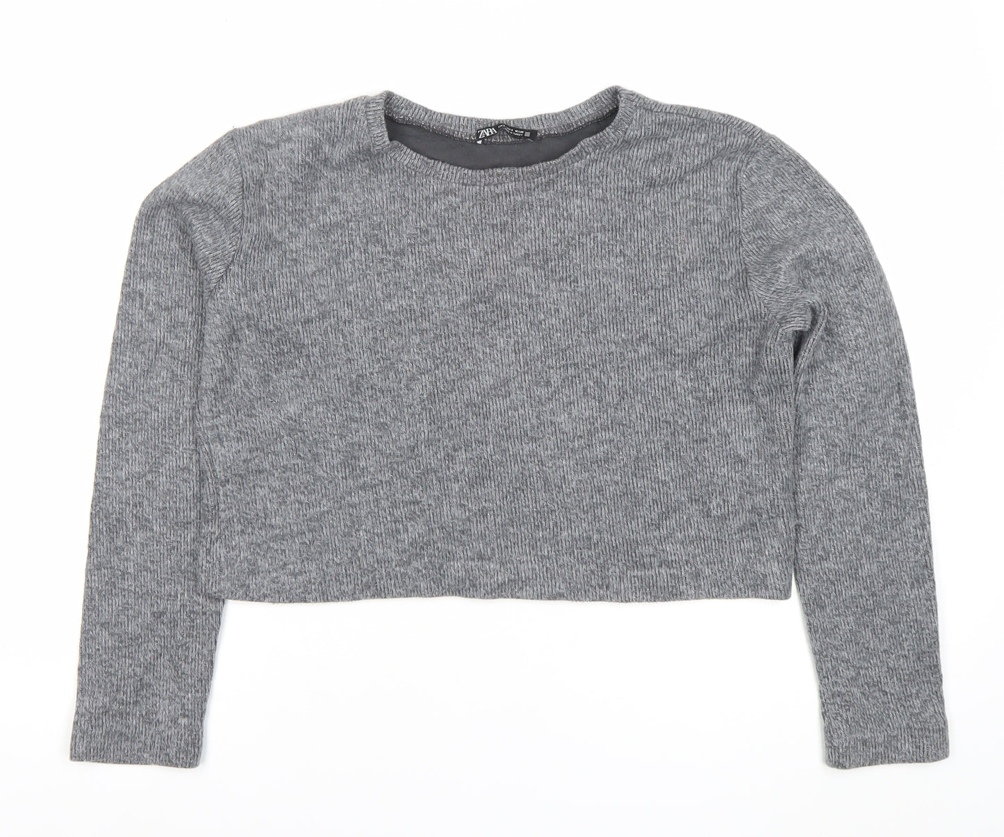 Zara Women’s Grey Knit Crew Neck Pullover Jumper Size 8