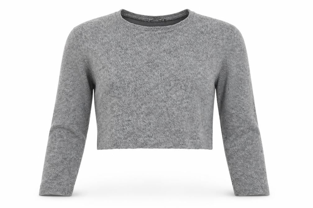 Front view of Zara Women’s Grey Knit Crew Neck jumper, size UK 8