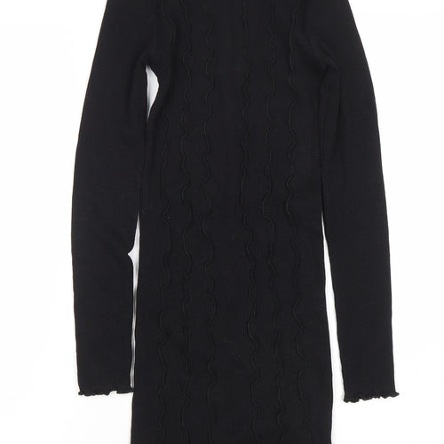 Zara Women’s Black Long Sleeve Bodycon Dress Size 8