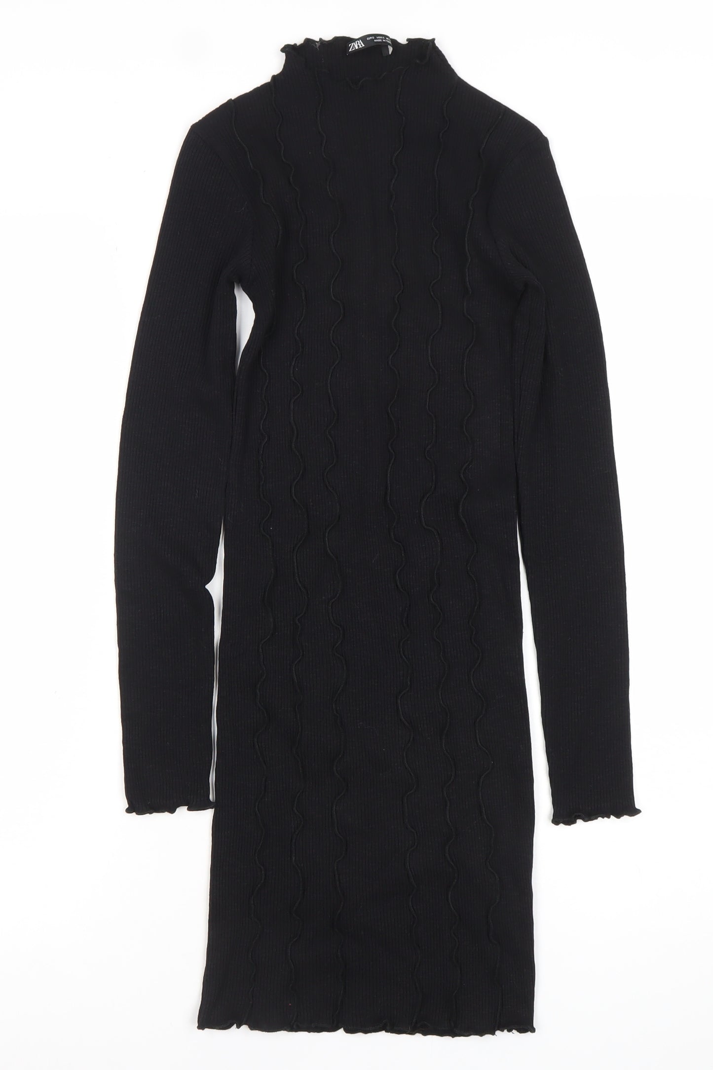 Zara Women’s Black Long Sleeve Bodycon Dress Size 8