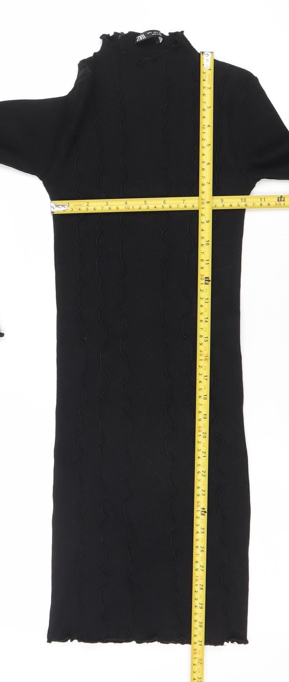 Zara Women’s Black Long Sleeve Bodycon Dress Size 8