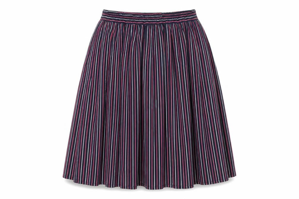 Precis Women’s Multicoloured L Striped Pleated Knee Skirt