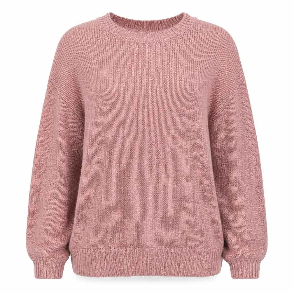 Front view of New Look Women’s Pink Acrylic Knit Jumper Medium Crew Neck Pullover