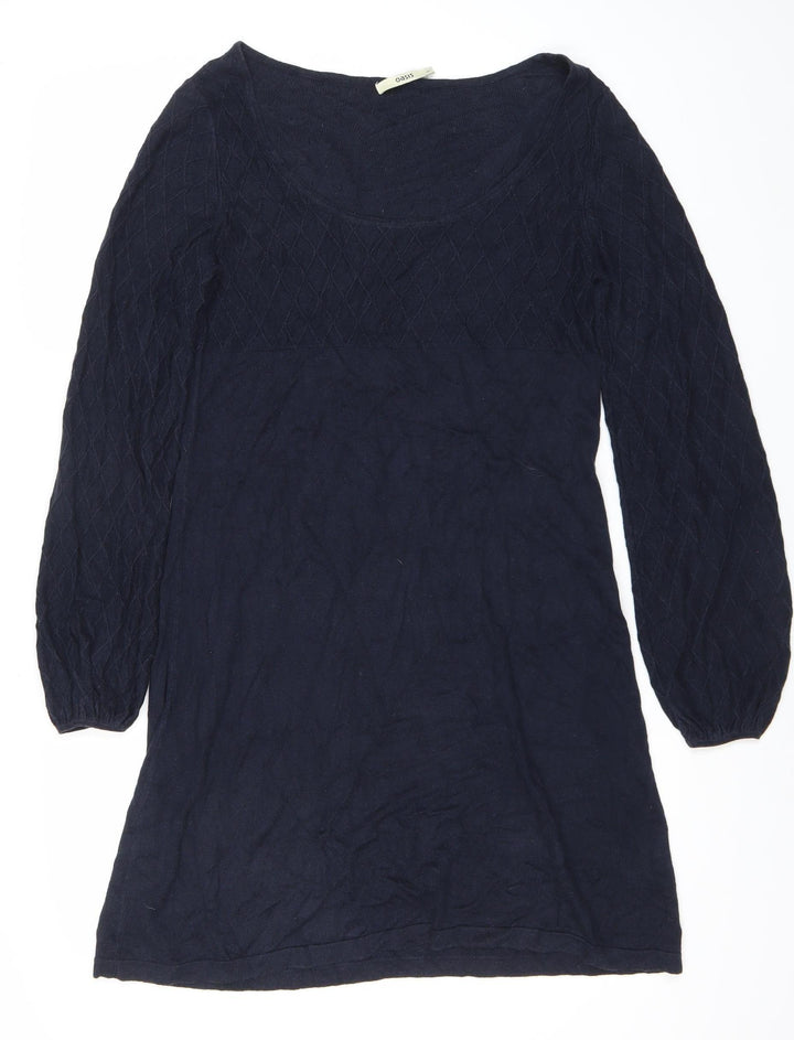 Oasis Women’s Blue Knit Shift Dress Size M 3/4 Sleeve Scoop Neck