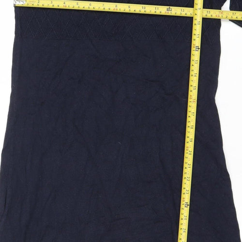 Oasis Women’s Blue Knit Shift Dress Size M 3/4 Sleeve Scoop Neck