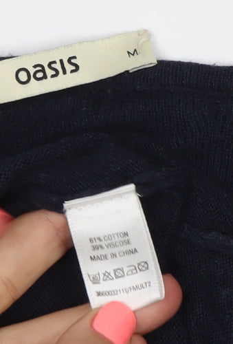 Oasis Women’s Blue Knit Shift Dress Size M 3/4 Sleeve Scoop Neck