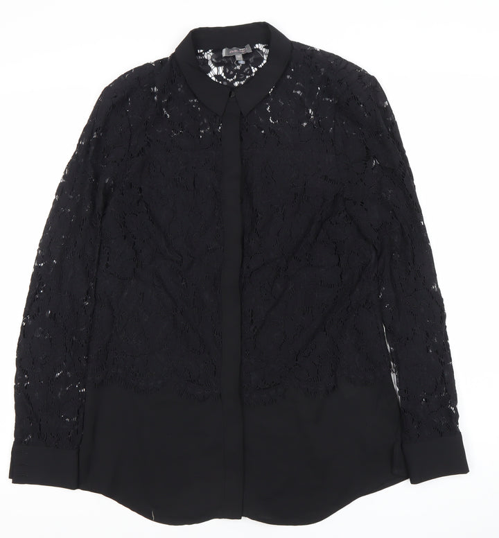Phase Eight Women’s Black Lace Collar Blouse Size 10