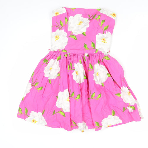 Abercrombie & Fitch Women’s Pink Floral Strapless Smocked Summer Dress Size M