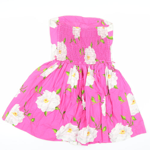 Abercrombie & Fitch Women’s Pink Floral Strapless Smocked Summer Dress Size M