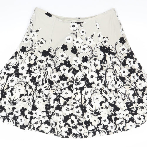 Precis Petite Women’s Beige Black Floral A-Line Skirt Size 18