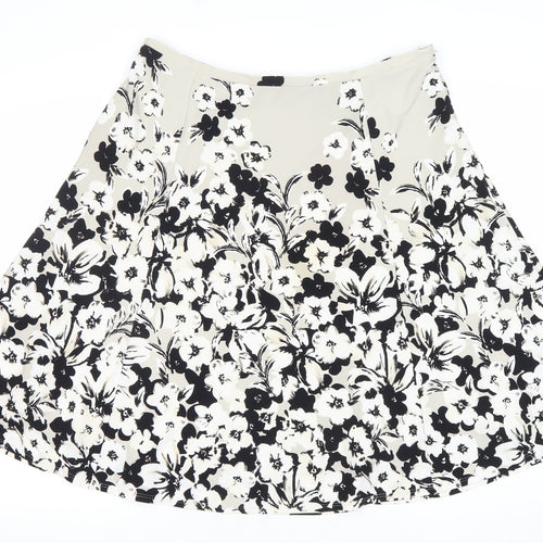 Precis Petite Women’s Beige Black Floral A-Line Skirt Size 18