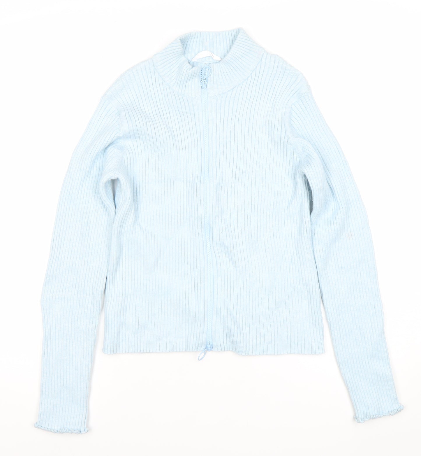 Marks and Spencer Teens Blue Full Zip Ribbed Knit Jumper Size 14