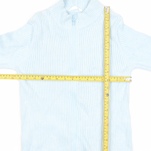 Marks and Spencer Teens Blue Full Zip Ribbed Knit Jumper Size 14