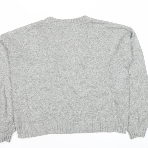 Hollister Womens Grey Crew Neck Pullover Jumper Small Wool Blend