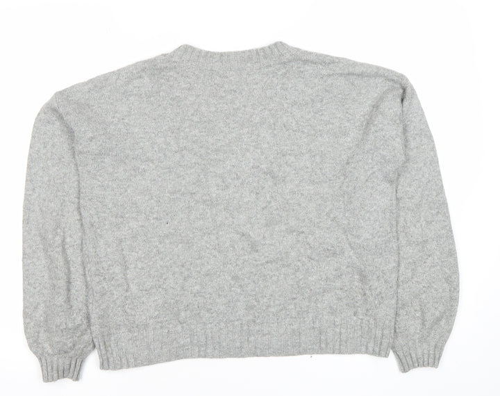 Hollister Womens Grey Crew Neck Pullover Jumper Small Wool Blend