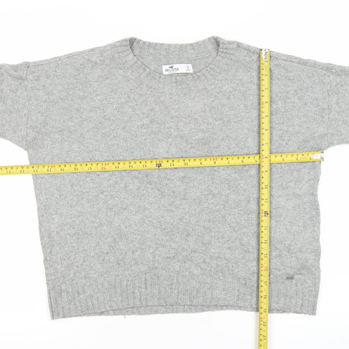 Hollister Womens Grey Crew Neck Pullover Jumper Small Wool Blend