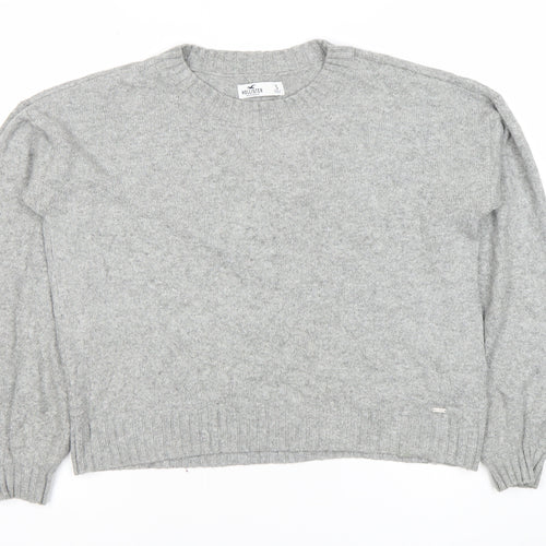 Hollister Womens Grey Crew Neck Pullover Jumper Small Wool Blend