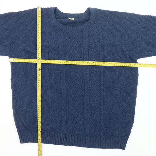 Oak Valley Men’s Blue 2XL Cable Knit Crew Neck Jumper