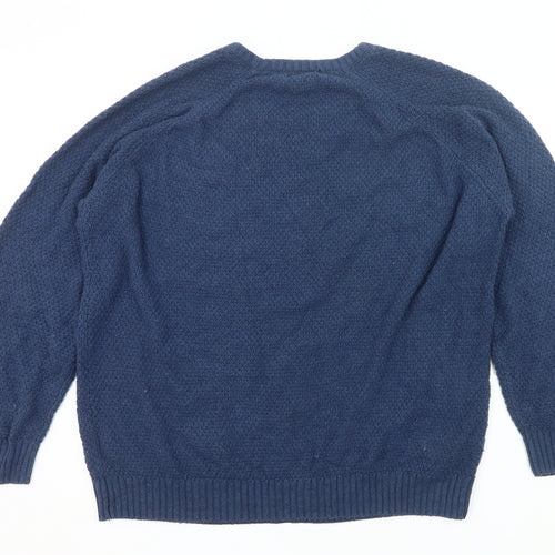 Oak Valley Men’s Blue 2XL Cable Knit Crew Neck Jumper