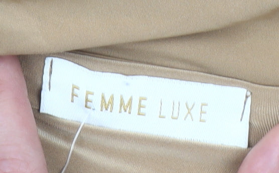 Femme Luxe Women’s Beige Size 14 Bodycon Ruched Mini Dress