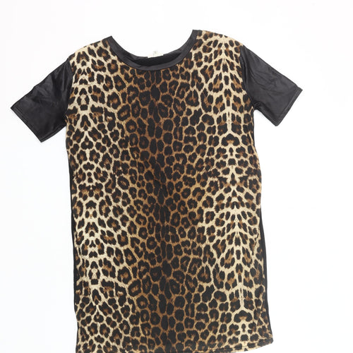 River Island Women Leopard Print T-Shirt Dress UK 6 Short Sleeve