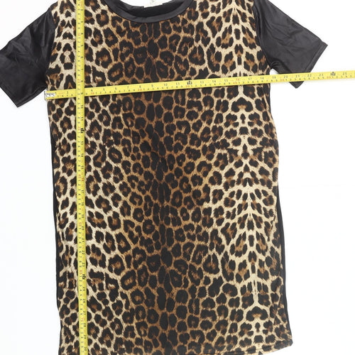 River Island Women Leopard Print T-Shirt Dress UK 6 Short Sleeve