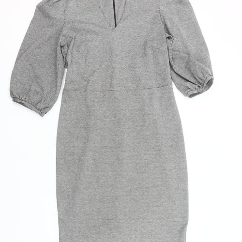 F&F Women Grey Houndstooth Sheath Knee Dress Size 14 Workwear