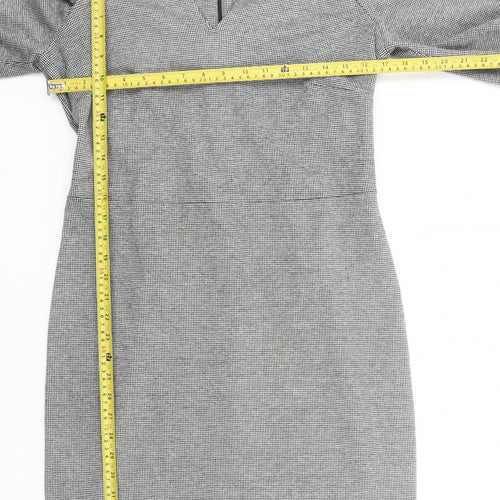 F&F Women Grey Houndstooth Sheath Knee Dress Size 14 Workwear